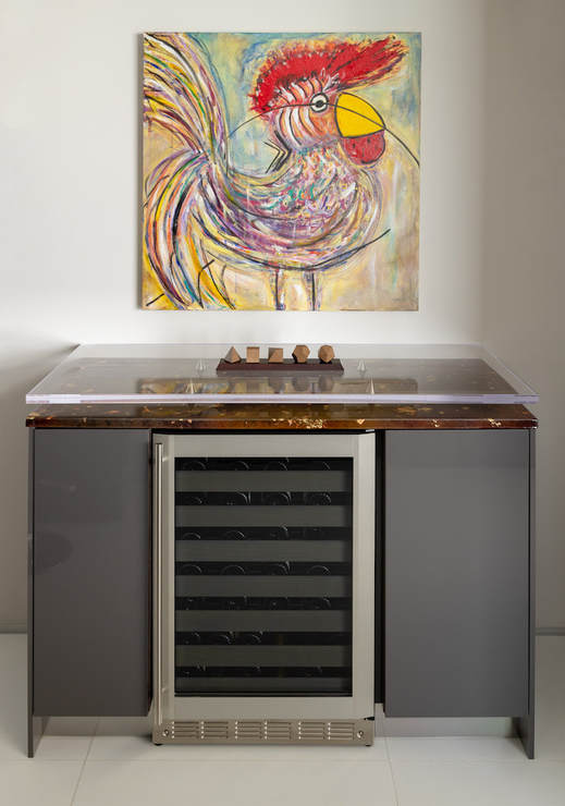 Countertop design for custom wine and liquor cabinet in Miami residence. @raloschi #raloschi #artresin